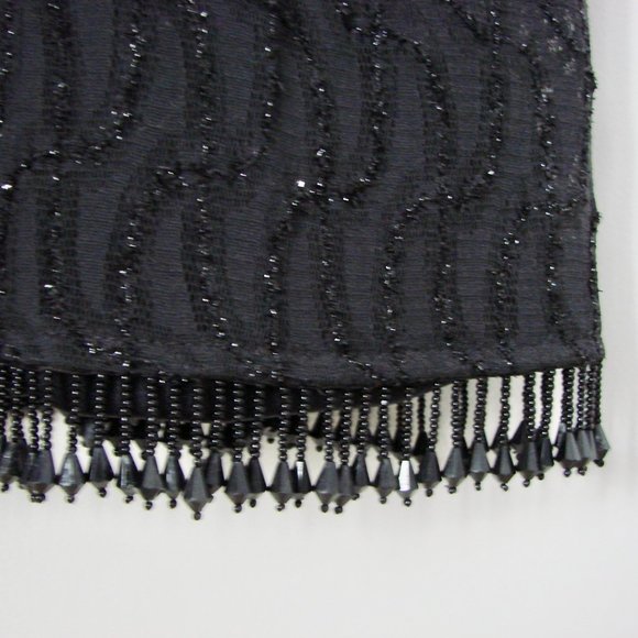 Vintage Black Cocktail Dress Beaded Lace Wedding Black Tie Holiday Party 10 - Picture 9 of 16